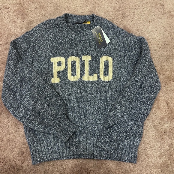 NWT Polo Ralph Lauren Logo Intarsia Pullover in Denim Marl - Small - Picture 4 of 8